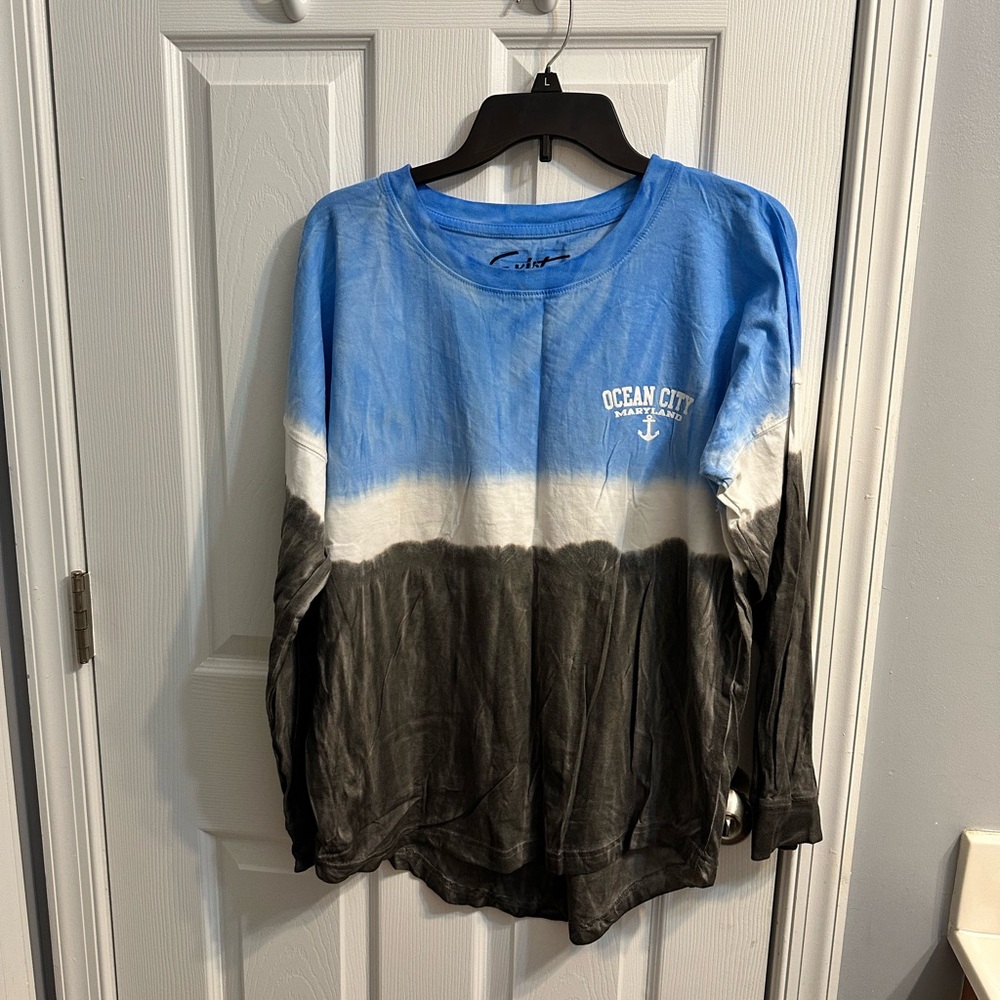 Exist Blue & Black Tie-Dye Long Sleeve Shirt --Women's Large
